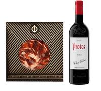 Pack Vino Tinto Protos Roble Ribera del Duero - Jamón de Bellota 100% Ibérico Maldonado Cortado a Mano 100g