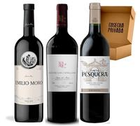 Pack Vinos Ribera del Duero - Envio 24h - Vinos Regalo - Emilio Moro, P. Capellanes Crianza, Pesquera- Cosecha Privada (3 x Botella 75 cl, 1.05)