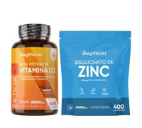 Pack Vitamina D3 4000UI + Zinc Bisglicinato 25mg - 400 Comprimidos | Colecalciferol +1 Año de Suministro + Zinc para el Sistema Inmune - Vegetarianos y Veganos, Sin OGM