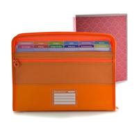 Pack Vuelta al Cole: Carpeta Clasificadora VISION 12 Divisiones y estuche frontal + 80 Adhesivos Cierre de Cremallera + Carpeta 4 Anillas 40 mm -Colorline (Naranja + Carpeta Anillas)