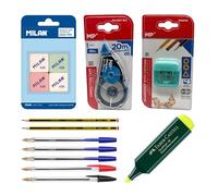 Pack Vuelta al Cole - Kit Material Escolar: Primaria, Secundaria y Universidad - Set Completo y Pack Ahorro - Mejores Marcas (Basic, 14)