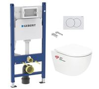 Pack WC con soporte Geberit + WC Swiss Aqua Technologies Tornado sin brida + tapa SoftClose + placa (TORNADOGEB3)
