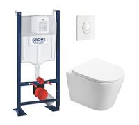 Pack WC Swiss Aqua Technologies | Grohe Bastidor independiente | Sin brida SAT Infinitio | Tapa blanda | Placa blanca alpina (ProjectInfinitio-3) | ProjectInfinitio-3