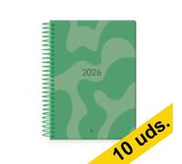Pack x10: Agenda 2026 A5 espiral día vista verde