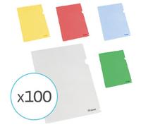 PACK x100: Carpeta Dossier de plástico (DIN A4) - Surtido de colores
