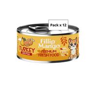 Pack x12 de pienso húmedo Fillip Mango para gatos de Pavo y Pera 85gr/ud