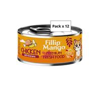 Pack x12 de pienso húmedo Fillip Mango para gatos de Pollo y Plátano 85gr/ud