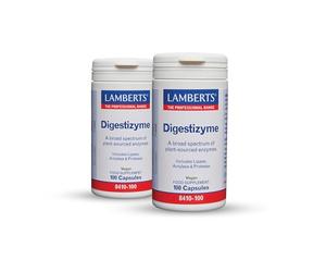 Pack x2 | Lamberts Digestizyme, Enzimas Digestivas, Cápsulas Vegetales, Complejo Multienzimático, Sin Gluten, Sin Lactosa, Para Digestión | 100 Cápsulas | LAMBERTS