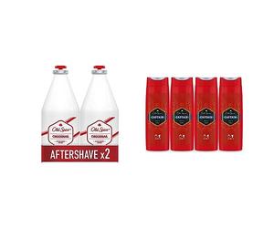 PACK X2 Old Spice Original Loción Aftershave, 100 ml & Captain Gel de Ducha y Champú, para Hombres, 400 ml, PACK X4