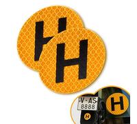 Pack x2 Señal H Exterior Pegatina Vehiculo Historico Reflectante Coche y Moto - Distintivo Vehiculo Historico Homologado (6cm x 6cm) Modelo Nuevo Reglamento 2024 - Vinilo Adhesivo Vehículo Histórico