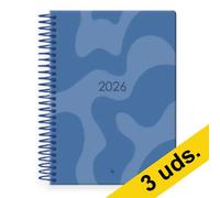 Pack x3: Agenda 2026 A5 espiral día vista azul