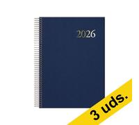 Pack x3: Agenda 2026 A5 espiral día vista azul oscuro