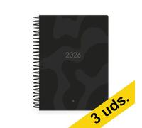 Pack x3: Agenda 2026 A5 espiral día vista - negro