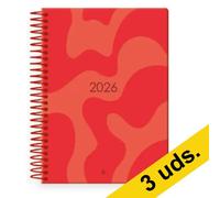 Pack x3: Agenda 2026 A5 espiral día vista roja