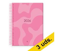 Pack x3: Agenda 2026 A5 espiral día vista rosa