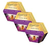 Pack x3 | Royal-Vit - Complemento alimenticio a base de Jalea Real y vitaminas, Mega Total 2000 mg, Ámbar, 20 Unidad | DIELISA