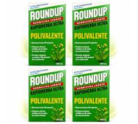 PACK x4 ROUNDUP Herbicida para todo tipo de malas hierbas cubre hasta 108 m2 | 4 Envases de 250ml | Formula Concentrada | Efectos en 1 hora | Elimina hasta 70 especies de hierbas/musgo | Nexum Market