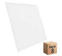 Pack x8 Panel LED 60x60 cm 40W, 8 unidades para Falso Techo, Driver Philips CertaDrive, UGR19, Paneles de Gran Luminosidad 4800 lúmenes, Marco Blanco, Driver Incluido (Luz Blanca - 5700K)