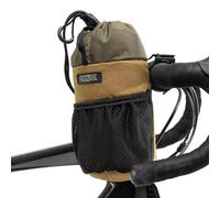 PACK2RIDE Bongo - Bolsa para Manillar de Bicicleta, Resistente al Agua, Tela de Cordura Duradera y Soporte Grande para Botella de Agua, Almacenamiento Frontal para Ciclismo, Viajes (marrón Coyote)