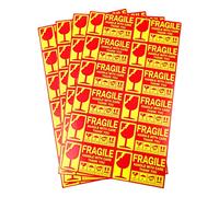 PACK4YA 240 x Pegatinas Frágiles 50x90 mm Fondo Amarillo Pegatina de Embalaje Adhesiva Fuerte Etiquetas de Advertencia Etiquetas de Embalaje Manipular con Cuidado, Artículo Frágil hacia Arriba