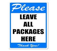 Package Storage Metal Sign for Porch Wall Entryway 12x8 Inch | Lightweight yet strong tin sheet with protective coating curved corners safe handling thoughtful gift for delivery driver