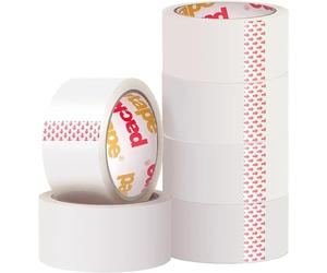 Packatape 6 Rollos Cinta Embalar Adhesiva Transparente 48MMx 66M para Cajas y Paquetes Ideal para Envíos y Mudanzas - Precinto Embalar Extrafuerte y Resistente - Color Transparente