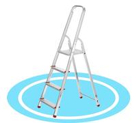 packer PRO Escaleras Plegables Aluminio de Tijera Super Resistente hasta 150Kg, Acero y Aluminio Antideslizantes, Altura de Trabajo hasta 280cm, 4 Peldaños