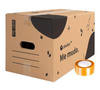 packer PRO Pack 10 Cajas Carton para Mudanzas y Almacenaje Ultra Resistentes con Asas y Cinta Adhesiva 430x300x250mm