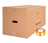 packer PRO Pack 10 Cajas Carton para Mudanzas y Almacenaje Ultra Resistentes con Asas y Cinta Adhesiva 600x400x400mm