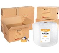 packer PRO Pack Mudanza con 5 Cajas Carton Mudanza 600x400x400mm, 10 Cajas Carton Mudanza 430x300x250mm, Cinta Adhesiva, Rollo de Burbujas para Embalaje, Rotulador Permanente