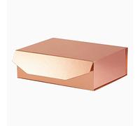 PACKGILO 1 caja de regalo de oro rosa de 13 x 9 x 4 pulgadas con tapas para regalos, caja de regalo magnética grande para propuesta de dama de honor, padrino de boda (oro rosa brillante)