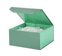 PACKGILO 1 caja de regalo pequeña verde de 8 x 8 x 4 pulgadas, caja magnética pequeña con papel arrugado, caja de regalo pequeña verde con papel triturado, cajas de regalo de lujo con tapas para