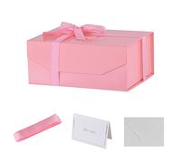 PACKGILO 1 caja de regalo rosa con cinta de 9.5 x 7 x 4 pulgadas, caja de regalo resistente con tapa para embalaje de regalo, cajas de almacenamiento plegables con cierre magnético, caja de propuesta