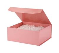 PACKGILO 1 caja de regalo rosa grande de 13 x 11 x 5.3 pulgadas, caja de regalo grande magnética con papel arrugado, cajas de lujo rosas con tapa para regalos