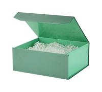 PACKGILO 1 caja de regalo verde grande de 13 x 11 x 5.3 pulgadas, caja de regalo magnética grande con papel arrugado, caja de regalo grande verde con papel triturado, cajas de regalo de lujo con tapas