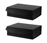PACKGILO 2 cajas de regalo extragrandes de color negro mate con tapa, 16.5 x 13 x 5.3 pulgadas, cajas de regalo gigantes magnéticas duras para regalos de ropa, bata de boda, suéter de vestido de novia, caja de propuesta plegable reutilizable de dama de honor