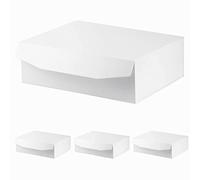 PACKGILO 4 cajas de regalo blancas extra grandes con tapa, 16.5 x 13 x 5.3 pulgadas, cajas de regalo gigantes magnéticas duras para regalos, ropa, bata de boda, suéter, reutilizable, plegable