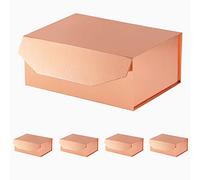 PACKGILO 5 cajas de regalo de oro rosa de 9.5 x 7 x 4 pulgadas con tapas para regalos, caja de regalo magnética, pequeñas cajas de regalo para embalaje, propuesta de dama de honor, padrino de boda