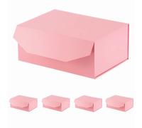 PACKGILO 5 cajas de regalo rosas de 9.5 x 7 x 4 pulgadas con tapas para regalos, caja de regalo magnética, pequeñas cajas de regalo para embalaje, propuesta de dama de honor, padrino de boda (rosa