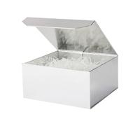 PACKGILO 6 cajas de regalo magnéticas pequeñas, cajas plateadas de 6 x 6 x 3 pulgadas con papel triturado y papel arrugado para regalos de lujo