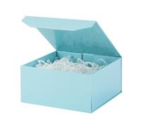 PACKGILO 6 cajas de regalo pequeñas azules de 8 x 8 x 4 pulgadas, caja magnética pequeña con papel arrugado, caja de regalo pequeña azul con papel triturado, cajas de regalo de lujo con tapas para