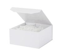 PACKGILO 6 cajas de regalo pequeñas blancas de 6 x 6 x 3 pulgadas, caja magnética pequeña con papel arrugado, caja de regalo pequeña blanca con papel triturado, cajas de regalo de lujo con tapas para