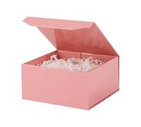 PACKGILO 6 cajas de regalo pequeñas rosas de 6 x 6 x 3 pulgadas, caja magnética pequeña con papel arrugado, caja de regalo pequeña rosa con papel triturado, cajas de regalo de lujo con tapas para