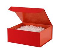 PACKGILO 6 cajas de regalo rojas grandes de 13 x 11 x 5.3 pulgadas, caja de regalo grande roja con caja magnética de papel arrugado con papel triturado, cajas de regalo de lujo con tapas para regalos