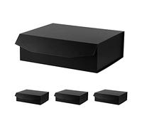 PACKGILO Caja de regalo extra grande negra con tapa, 4 piezas de 16.5 x 13 x 5.3 pulgadas, caja de regalo negra grande para regalos, ropa, bata, vestido de boda, suéter, reutilizable, plegable, para