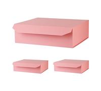 PACKGILO Caja de regalo extra grande rosa con tapa, 3 piezas de 19 x 16 x 6 pulgadas, caja de regalo grande rosa para regalos, ropa, bata, vestido de novia, suéter, reutilizable, plegable, para