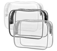 PACKISM Clear Makeup Bags - 3 Pack TSA Approved Toiletry Bag Travel Clear Toiletry Bag Quart Size Bag Clear Cosmetic Bag Black White Grey