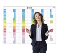 PACKLIST® Calendario Anual 2026 de Pared - Planificador Gigante A1 (84x60cm) con Semanas Centradas | Diseño de Columna Semanal para Organización Clara | Ideal Oficina, Hogar y Estudios