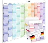 PACKLIST® Calendario de pared 2026 grande XXL ALEMAN DIN A1 84 x 60 cm. Calendario anual 2026 de pared, planificador anual 2026, plegado en tamaño póster, planificador de pared 2026