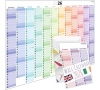 PACKLIST® Calendario de pared 2026 UK - Elegante planificador de pared A1 de 12 meses 2026 para el hogar, estudio, trabajo y planificación familiar. Calendario de pared grande, planificador de